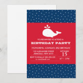 Invitation à la fête d'anniversaire de la baleine (Devant / Derrière)