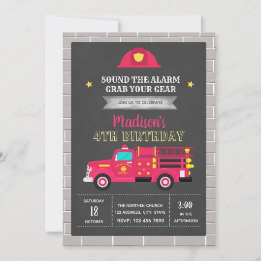 Invitation à la fête d'anniversaire de la camionne (Devant)