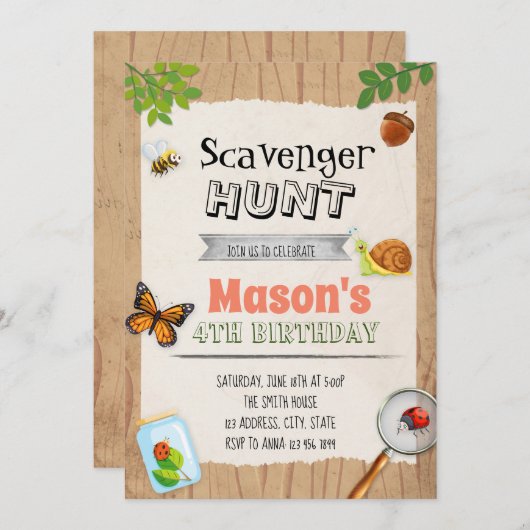 Invitation à la fête d'anniversaire de la chasse a (Devant / Derrière)