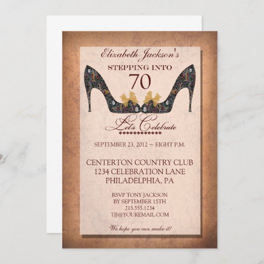 Invitation à la fête d'anniversaire de la chaussur (Devant / Derrière)