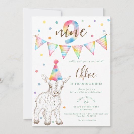 Invitation à la fête d'anniversaire de la chèvre a (Devant)