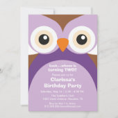 Invitation à la fête d'anniversaire de la Chouette (Devant)