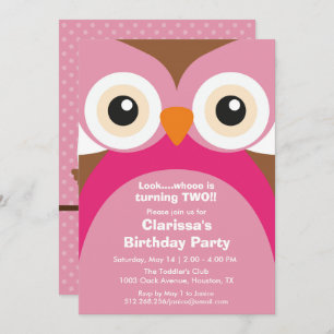 Invitation à la fête d'anniversaire de la Chouette