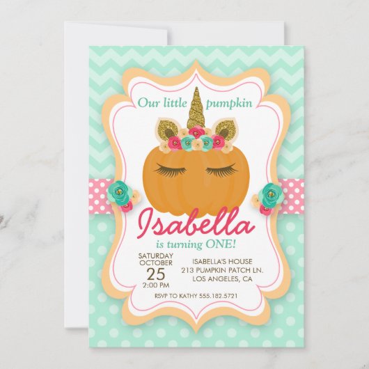 Invitation à la fête d'anniversaire de la Citrouil (Devant)