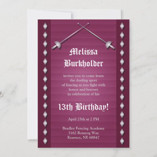 Invitation à la fête d'anniversaire de la clôture (Devant)