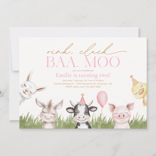 Invitation à la fête d'anniversaire de la ferme (Devant)