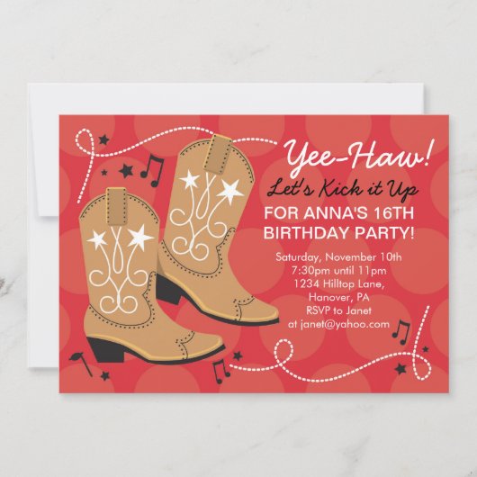 Invitation à la fête d'anniversaire de la fille (Devant)