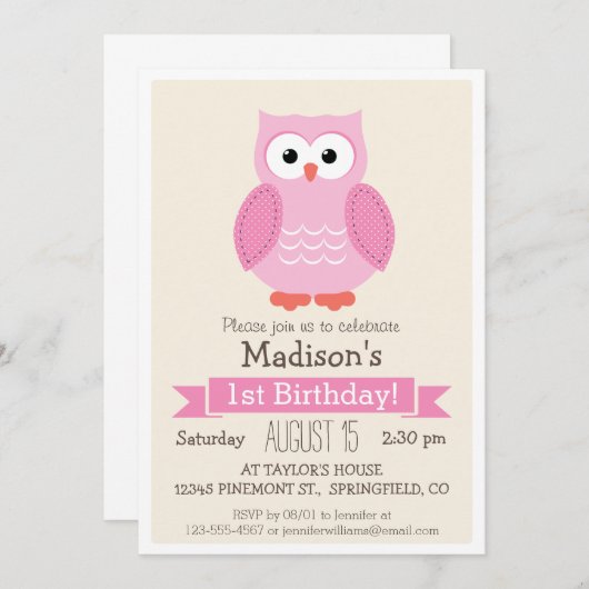 Invitation à la fête d'anniversaire de la fille de (Devant / Derrière)