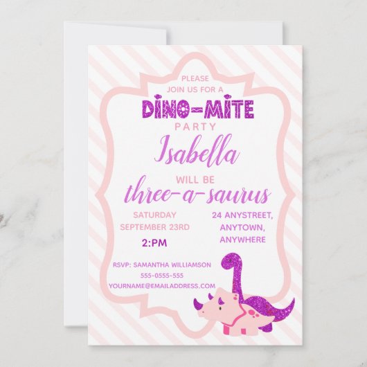 Invitation à la fête d'anniversaire de la fille Di (Devant)
