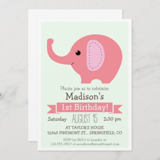 Invitation à la fête d'anniversaire de la fille El (Devant / Derrière)