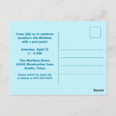 Invitation à la fête d'anniversaire de la fille Si (Dos)