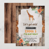 Invitation à la fête d'anniversaire de la Girafe (Devant / Derrière)