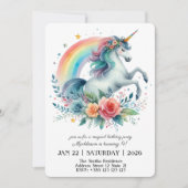 Invitation à la fête d'anniversaire de la licorne  (Devant)