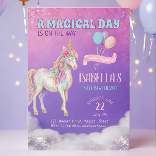Invitation à la fête d'anniversaire de la Licorne