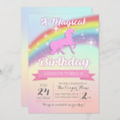 Invitation à la fête d'anniversaire de la licorne  (Devant / Derrière)