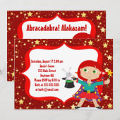 Invitation à la fête d'anniversaire de la Magicien (Devant / Derrière)