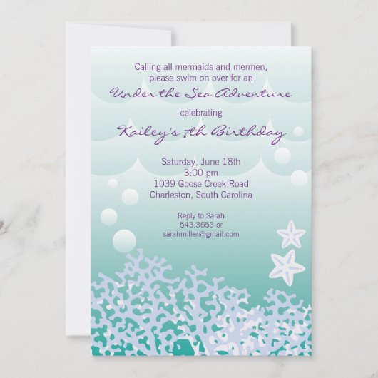 Invitation à la fête d'anniversaire de la mer (Aqu (Devant)