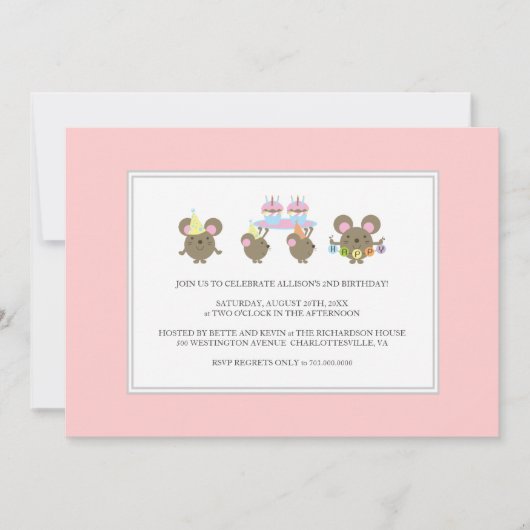 Invitation à la fête d'anniversaire de la mini-sou (Devant)
