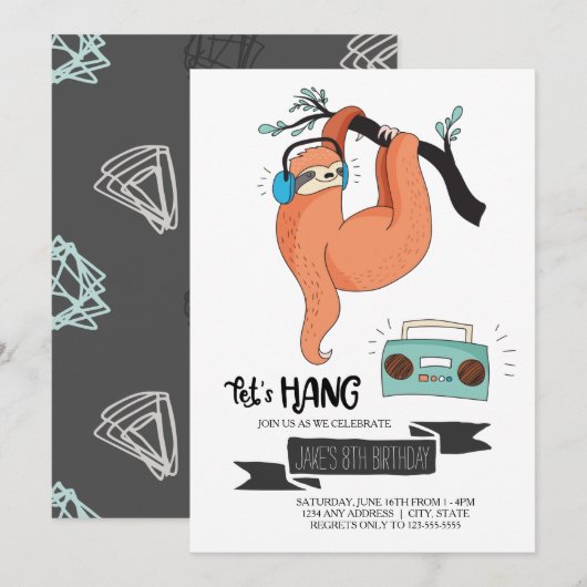 Invitation à la fête d'anniversaire de la paresse (Devant / Derrière)