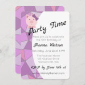 Invitation à la fête d'anniversaire de la petite f (Devant / Derrière)