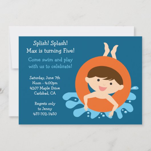 Invitation à la fête d'anniversaire de la piscine (Devant)