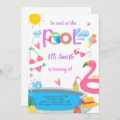 Invitation à la fête d'anniversaire de la piscine (Devant / Derrière)