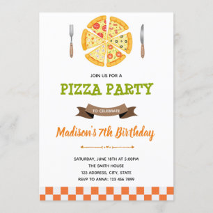 Invitation à la fête d'anniversaire de la pizza