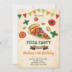 Invitation à la fête d'anniversaire de la pizza
