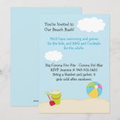 Invitation à la fête d'anniversaire de la plage (Devant / Derrière)