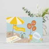Invitation à la fête d'anniversaire de la plage (Debout devant)