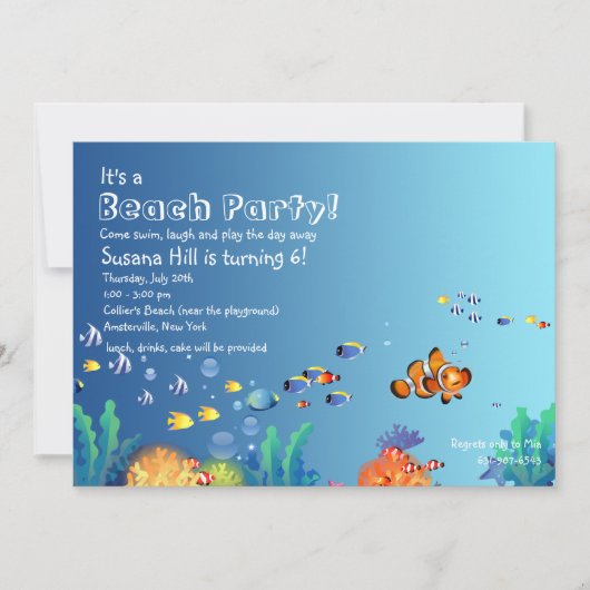 Invitation à la fête d'anniversaire de la plage de (Devant)