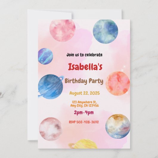 Invitation à la fête d'anniversaire de la planète (Devant)