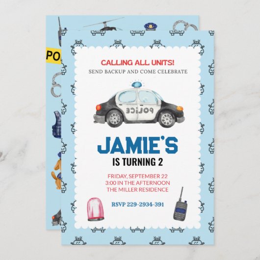 Invitation à la fête d'anniversaire de la police (Devant / Derrière)
