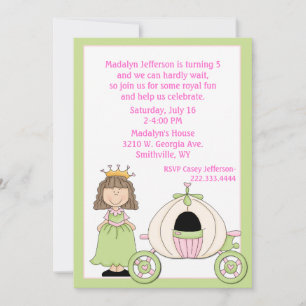 Invitation à la fête d'anniversaire de la princess