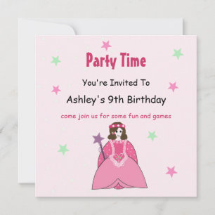 Invitation à la fête d'anniversaire de la princess
