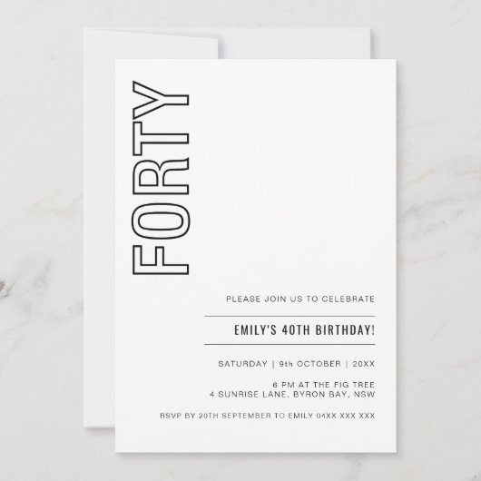 Invitation à la fête d'anniversaire de la Quarante (Devant)