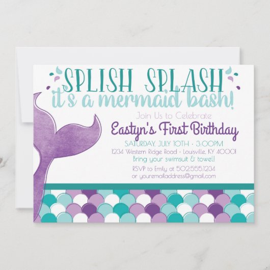 Invitation à la fête d'anniversaire de la Sirène (Devant)