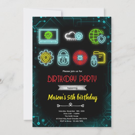 Invitation à la fête d'anniversaire de la technolo (Devant)