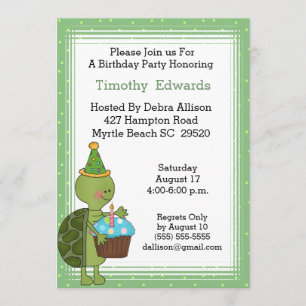 Invitation à la fête d'anniversaire de la tortue
