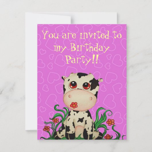 Invitation à la fête d'anniversaire de la vache pe (Devant)