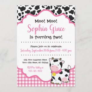 Invitation à la fête d'anniversaire de la vache  R