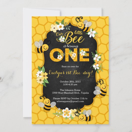 Invitation à la fête d'anniversaire de l'abeille - (Devant)