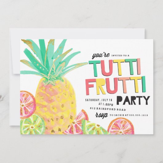 Invitation à la fête d'anniversaire de l'ananas TU (Devant)