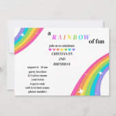 Invitation à la fête d'anniversaire de l'arc-en-ci (Devant)