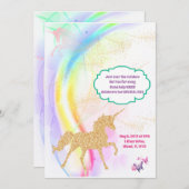 Invitation à la fête d'anniversaire de l'arc-en-ci (Devant / Derrière)