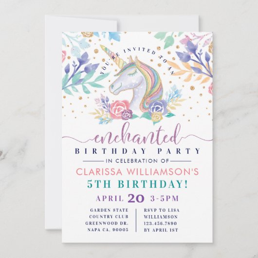 Invitation à la fête d'anniversaire de l'arc-en-ci (Devant)