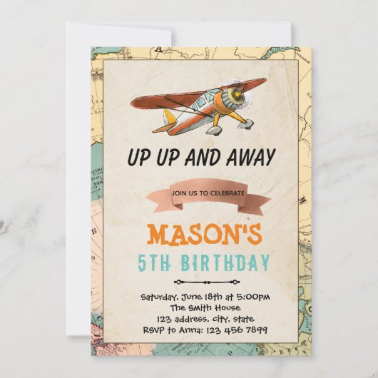Invitation à la fête d'anniversaire de l'avion (Devant)