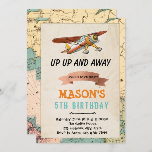 Invitation à la fête d'anniversaire de l'avion (Devant / Derrière)