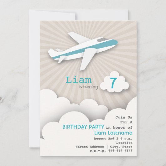 Invitation à la fête d'anniversaire de l'avion - B (Devant)