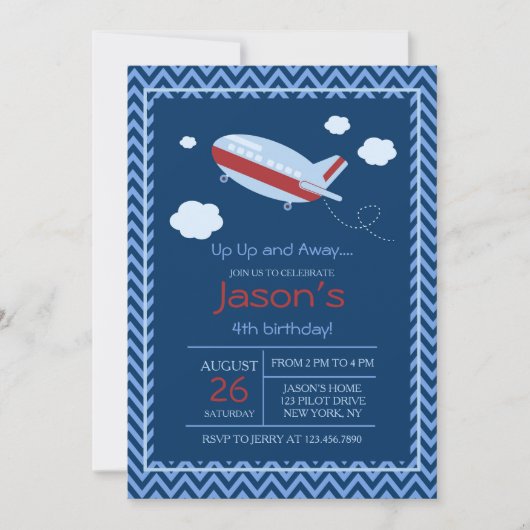 Invitation à la fête d'anniversaire de l'avion rou (Devant)